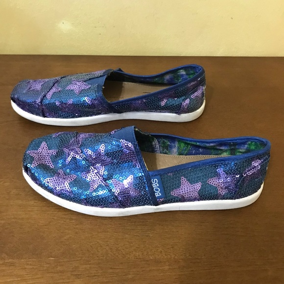 Womens Size 6.5 Blue and Purple Sequin Star Slip On Bobs - Picture 5 of 9